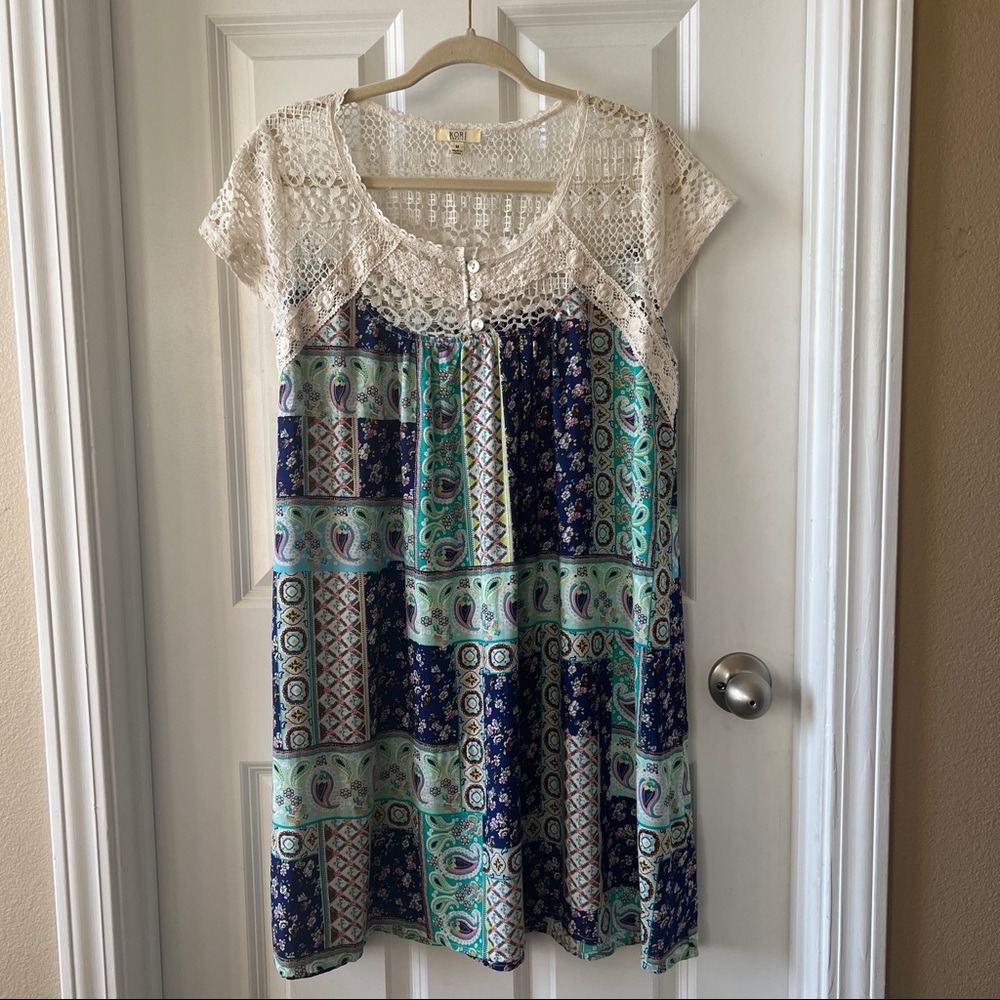 Kori America green multicolor floral print mini dress